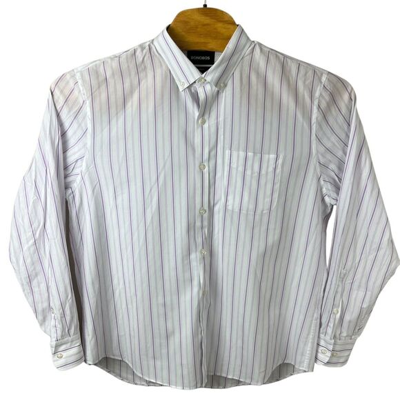 Bonobos Mens Purple White Striped Standard Fit Long Sleeve Button Down Shirt XL - Picture 2 of 6